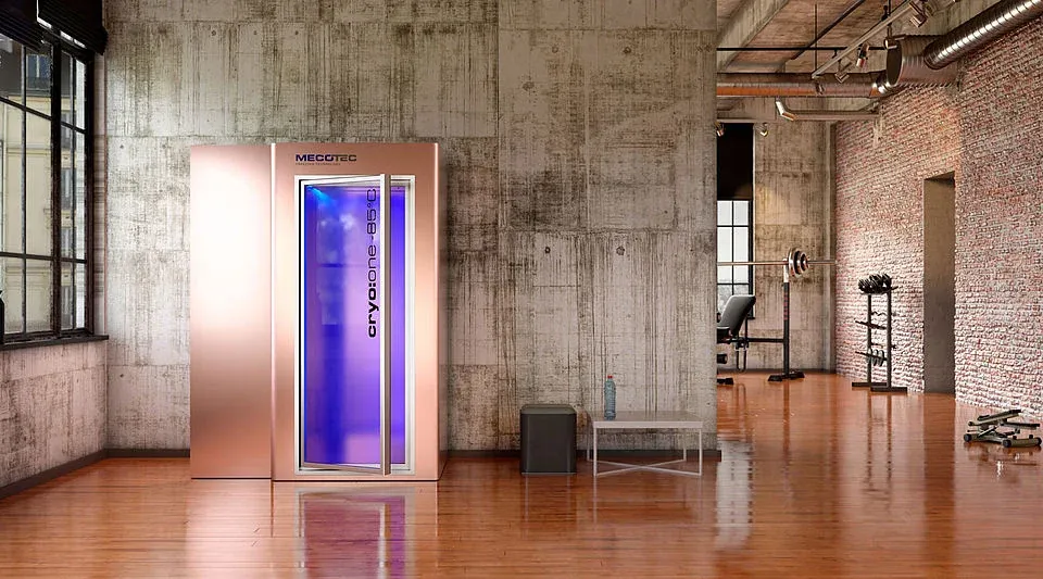 Mecotec cryo:one chamber in a loft interior