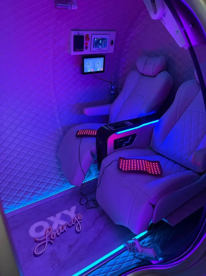 Oxy Lounge VIP suite with red LED pads and floor projection